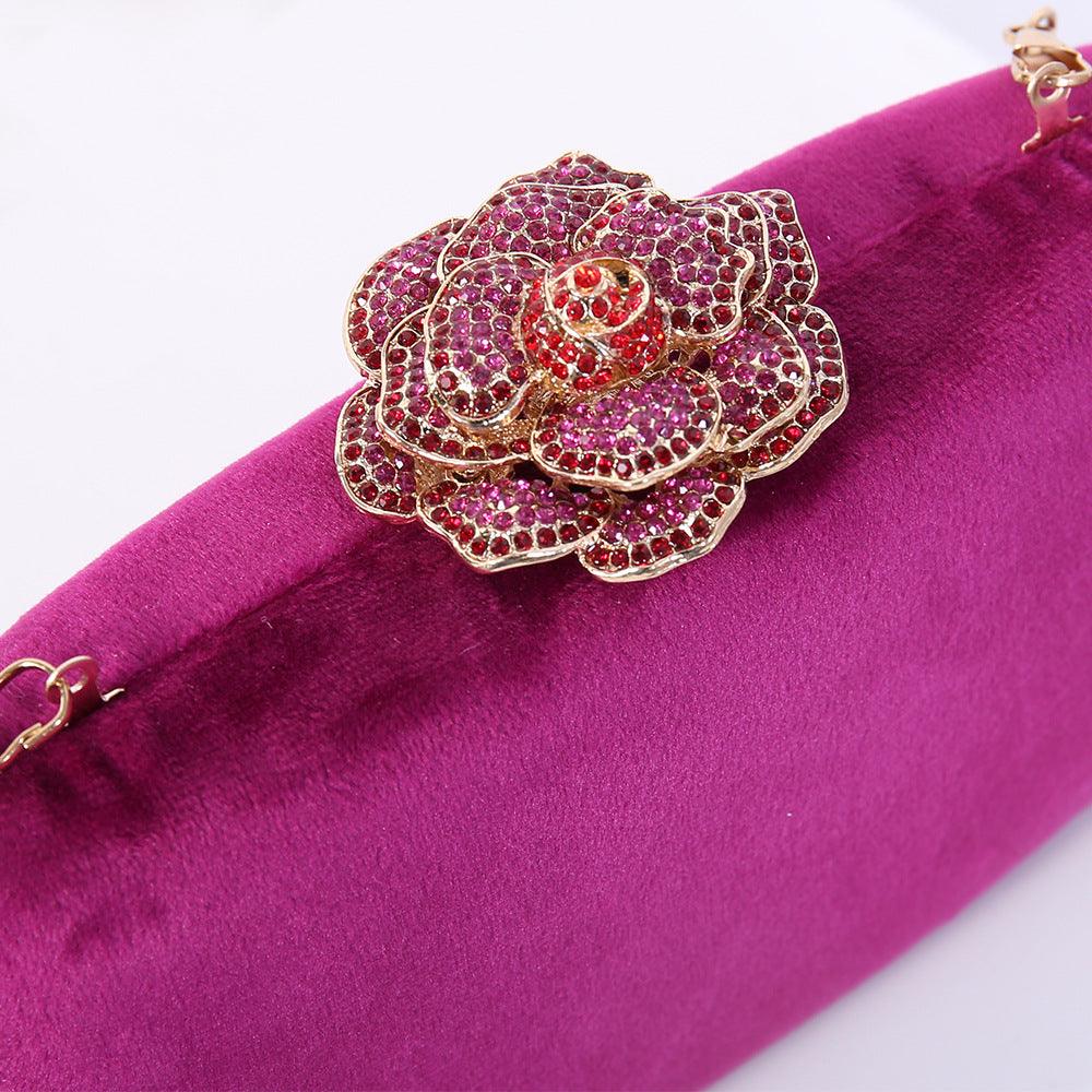 Fine Diamond Dinner Bag Flannel Clutch Bag Chain Party 609389165076 - COCOMELODY
