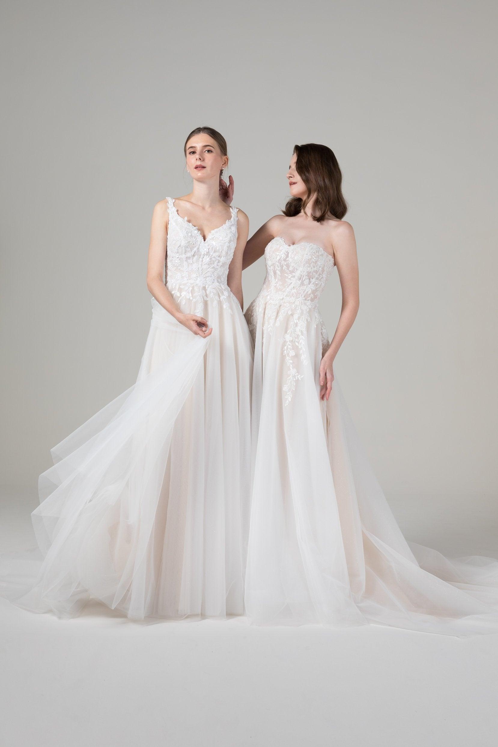 A-Line Court Train Tulle Lace Wedding Dress CW2584 - COCOMELODY