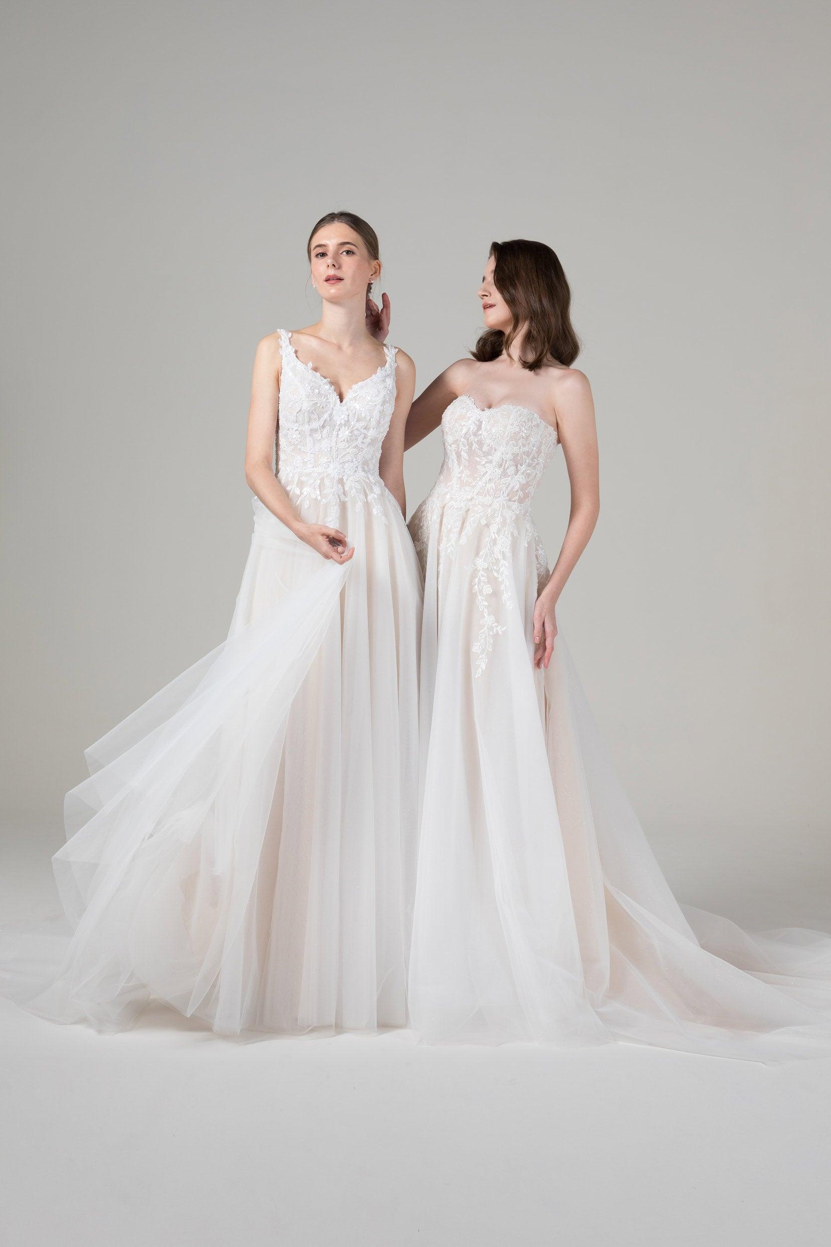 A-Line Court Train Tulle Lace Wedding Dress CW2585CR - COCOMELODY