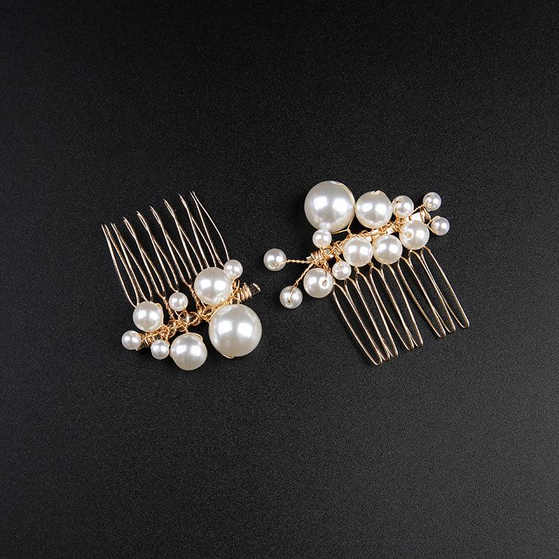 White Pearl Bridal Combs 5 PIeces 632498627705 - COCOMELODY