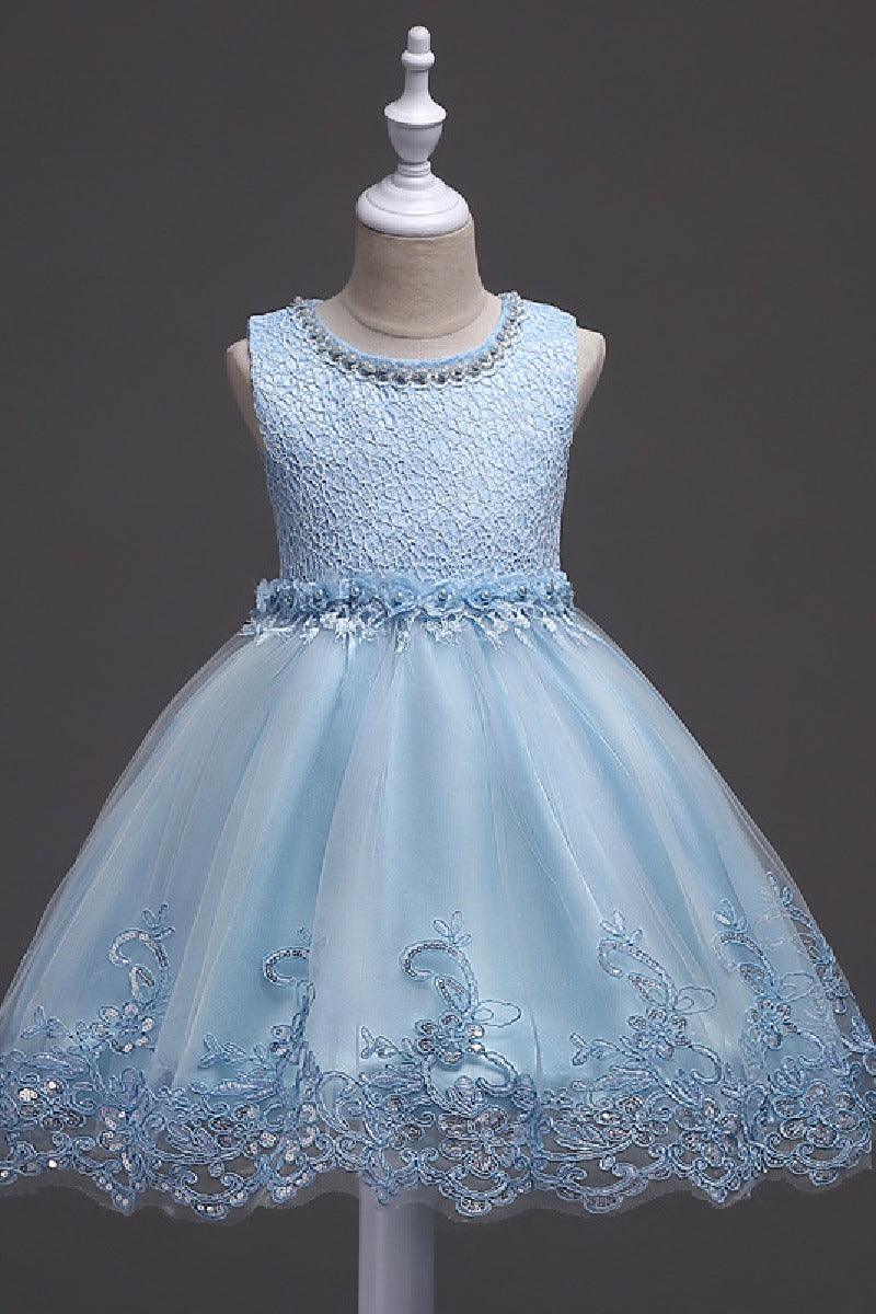 A-Line Scoop Neck Sleeveless Lace/Tulle Flower Girl Dresses With Bow(s) 554482591853 - COCOMELODY