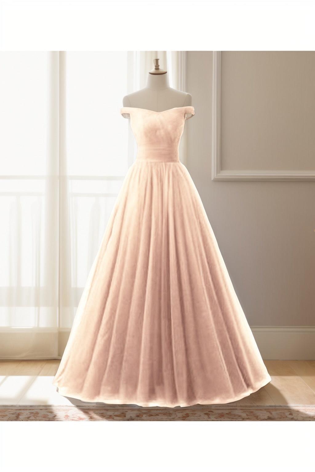 A-Line Floor Length Tulle Prom Dress CS0459 - COCOMELODY