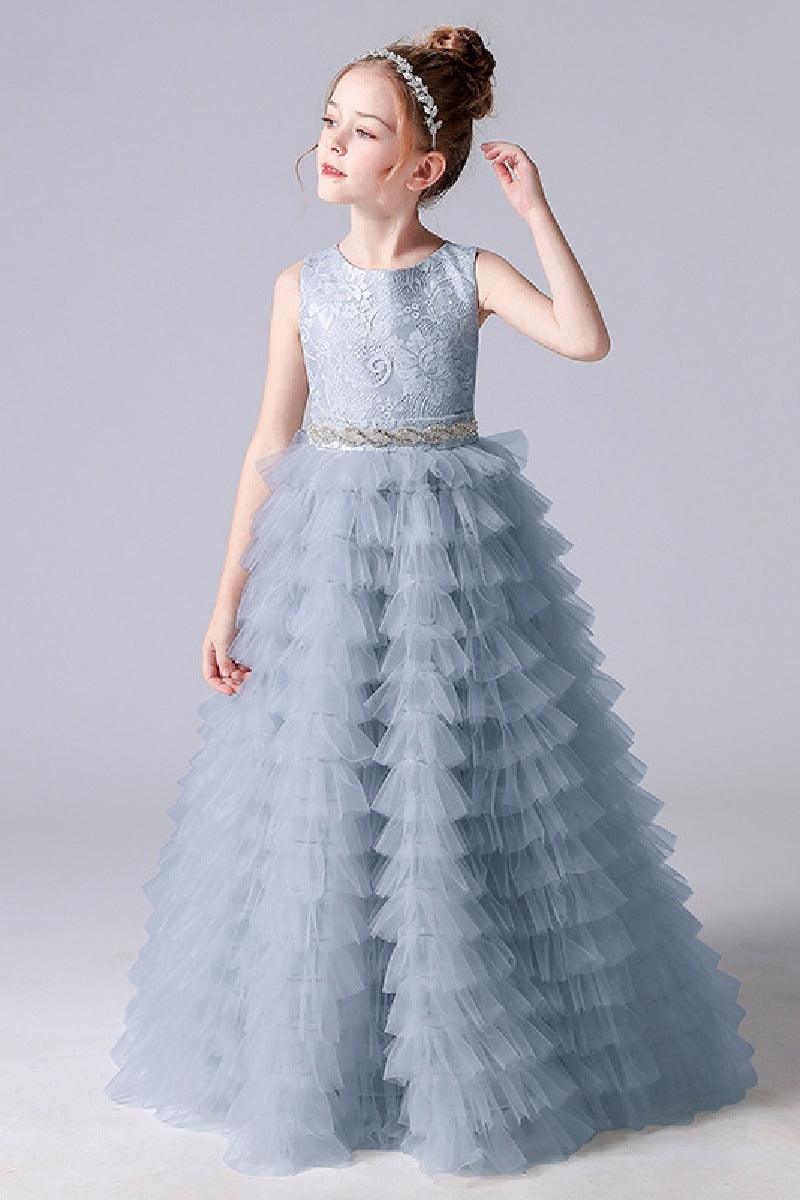 A-line/Princess Scoop Neck Sleeveless Tulle Flower Girl Dress 671801710383 - COCOMELODY