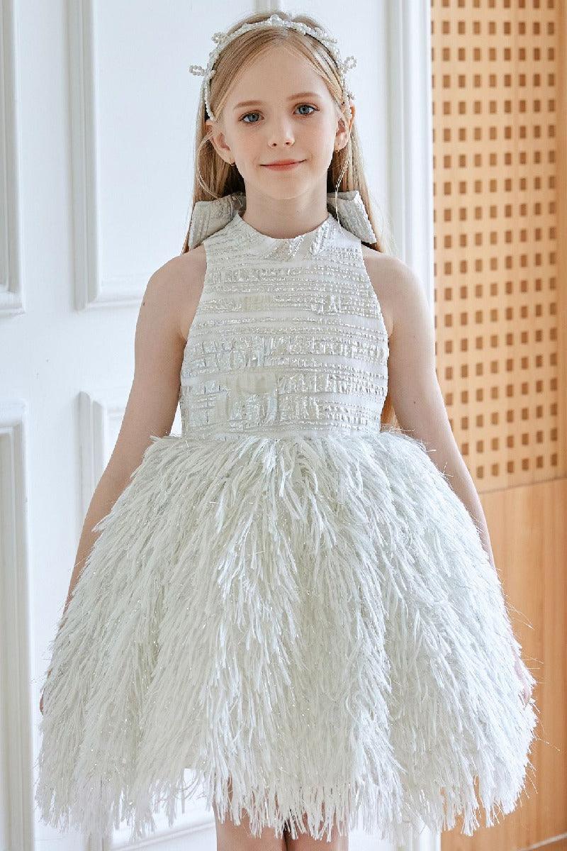 A-Line/Princess High Neck Mini Tulle Flower Girl Dresses 754069047577 - COCOMELODY