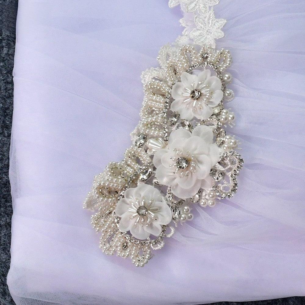 Wedding Cape Long Cape Three-Dimensional Flower Rhinestone 611038068318 - COCOMELODY