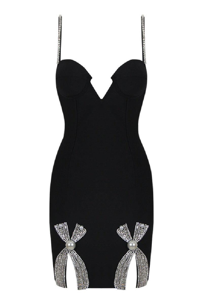 Bow slit bandage cocktail dress 737718974657 - COCOMELODY