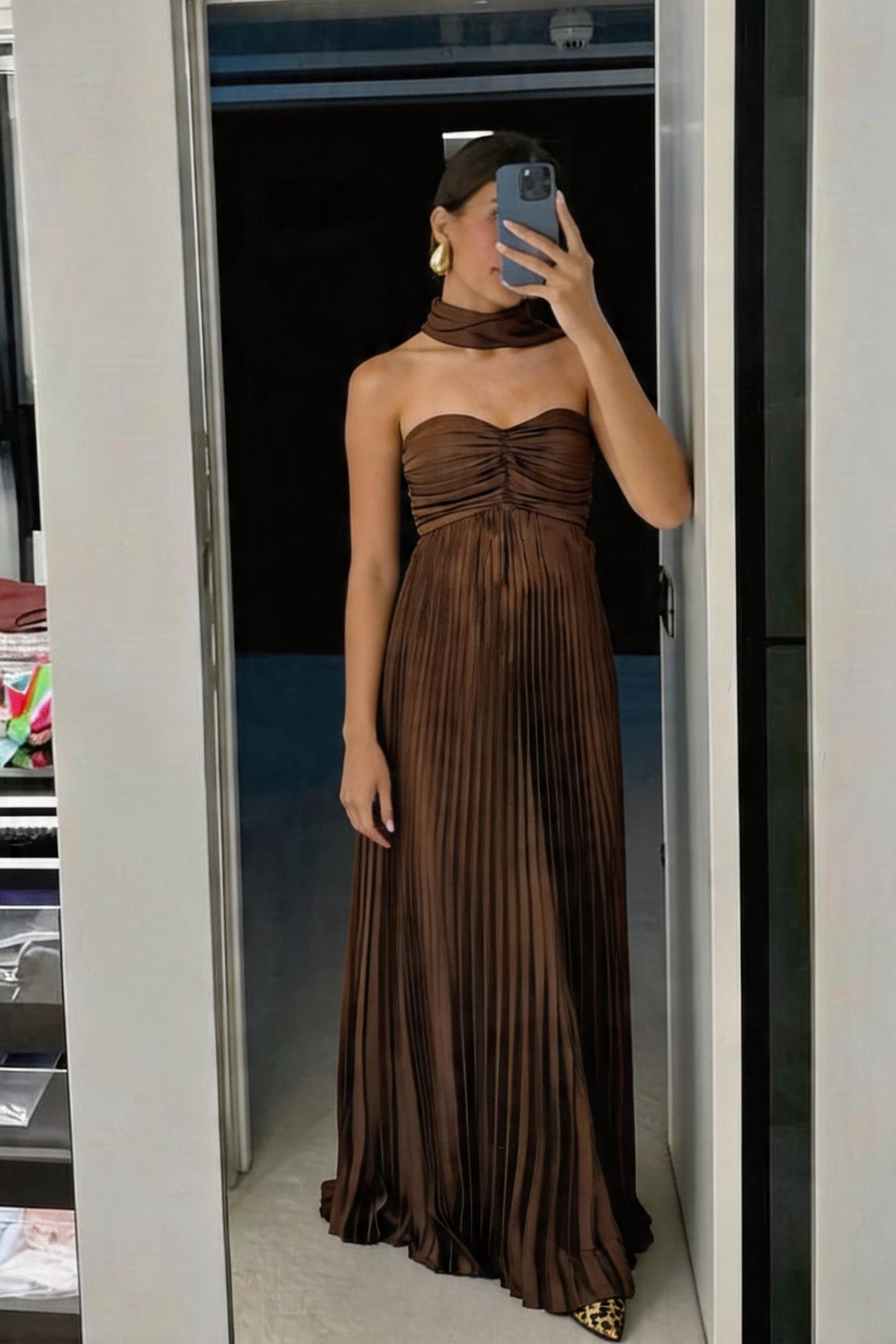 A-line Maxi Pleated Spandex Satin Formal Evening Dresses 937501662612