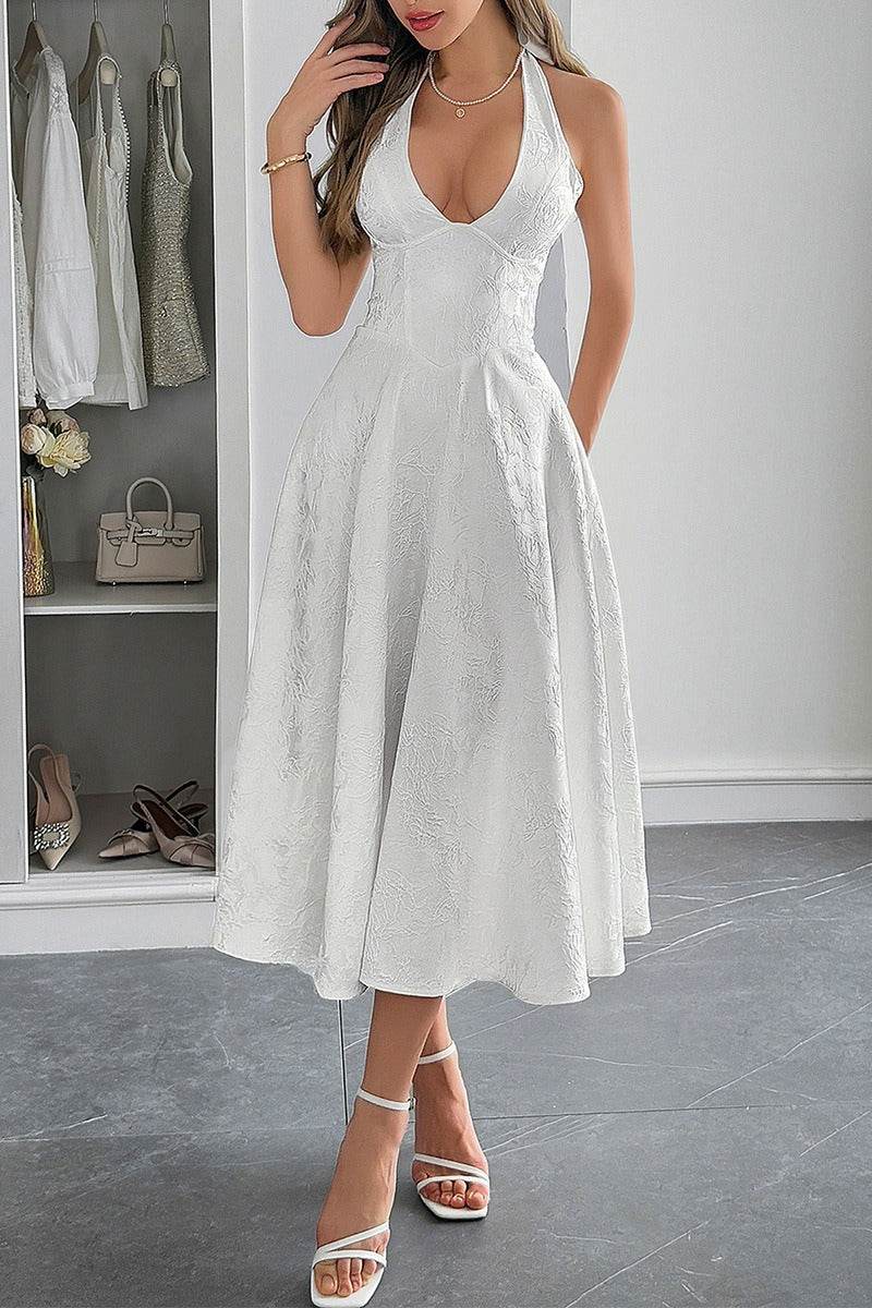 A-Line Midi Jacquard Casual Dresses 926130593341 - COCOMELODY