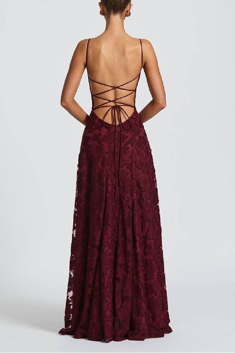 A-line Maxi Lace Formal Evening Dresses 976108418795 - COCOMELODY