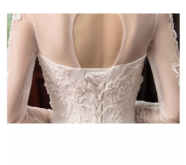 Trumpet-Mermaid Sweep-Brush Train Lace Tulle Wedding Dress 605503223960 - COCOMELODY