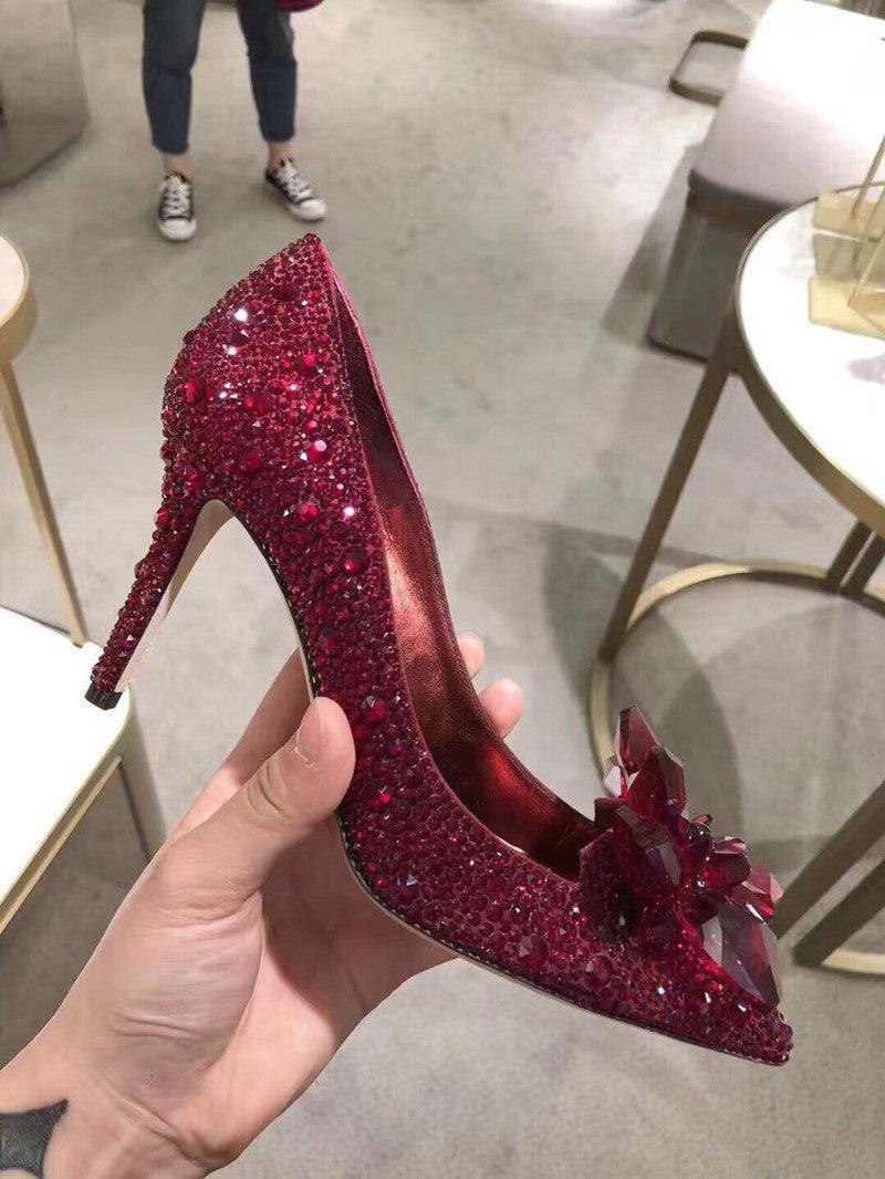 Crystal Pointy Stiletto Heels 537627411224 - COCOMELODY