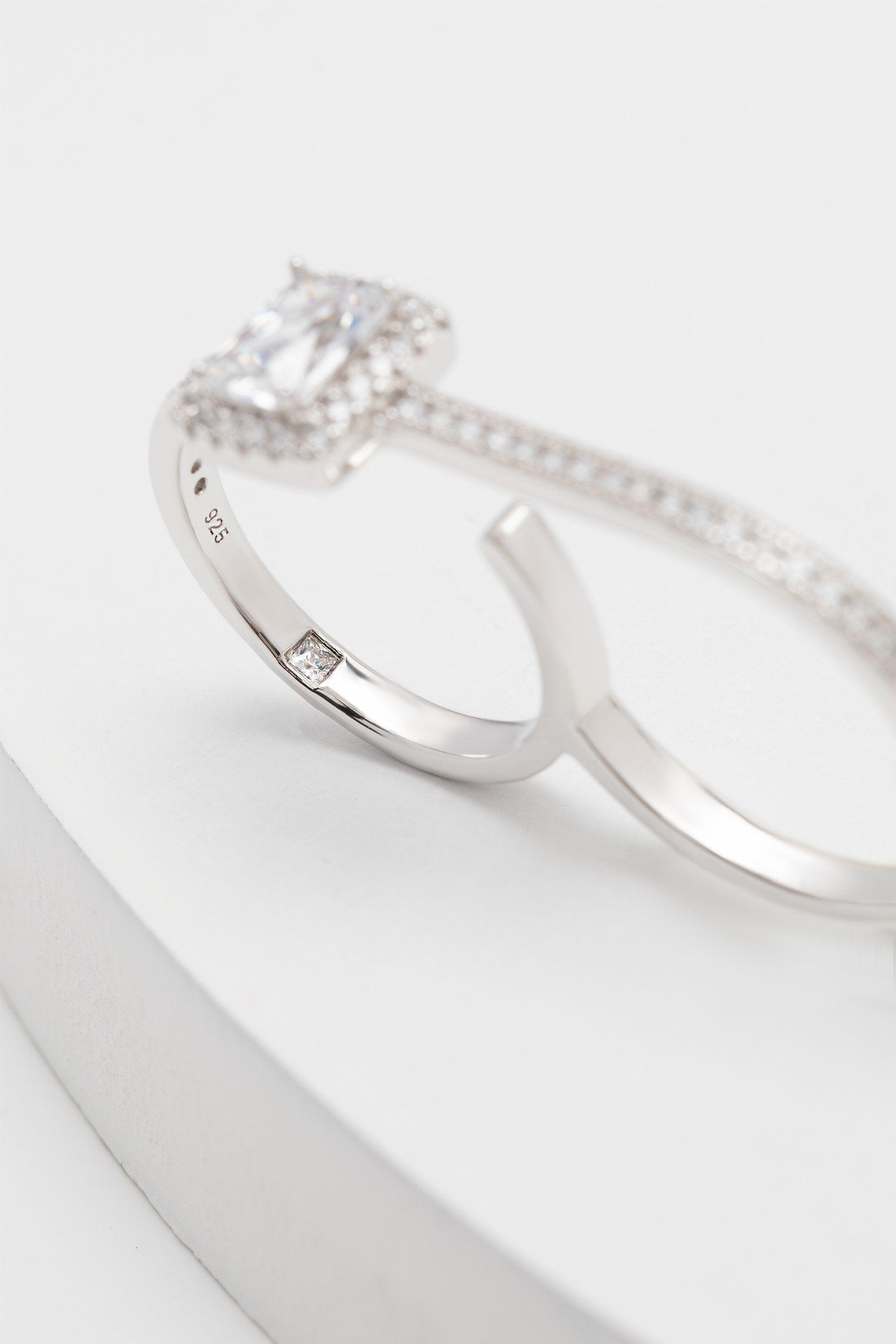Rhodium plated Rings with Crystals CR0006 - COCOMELODY