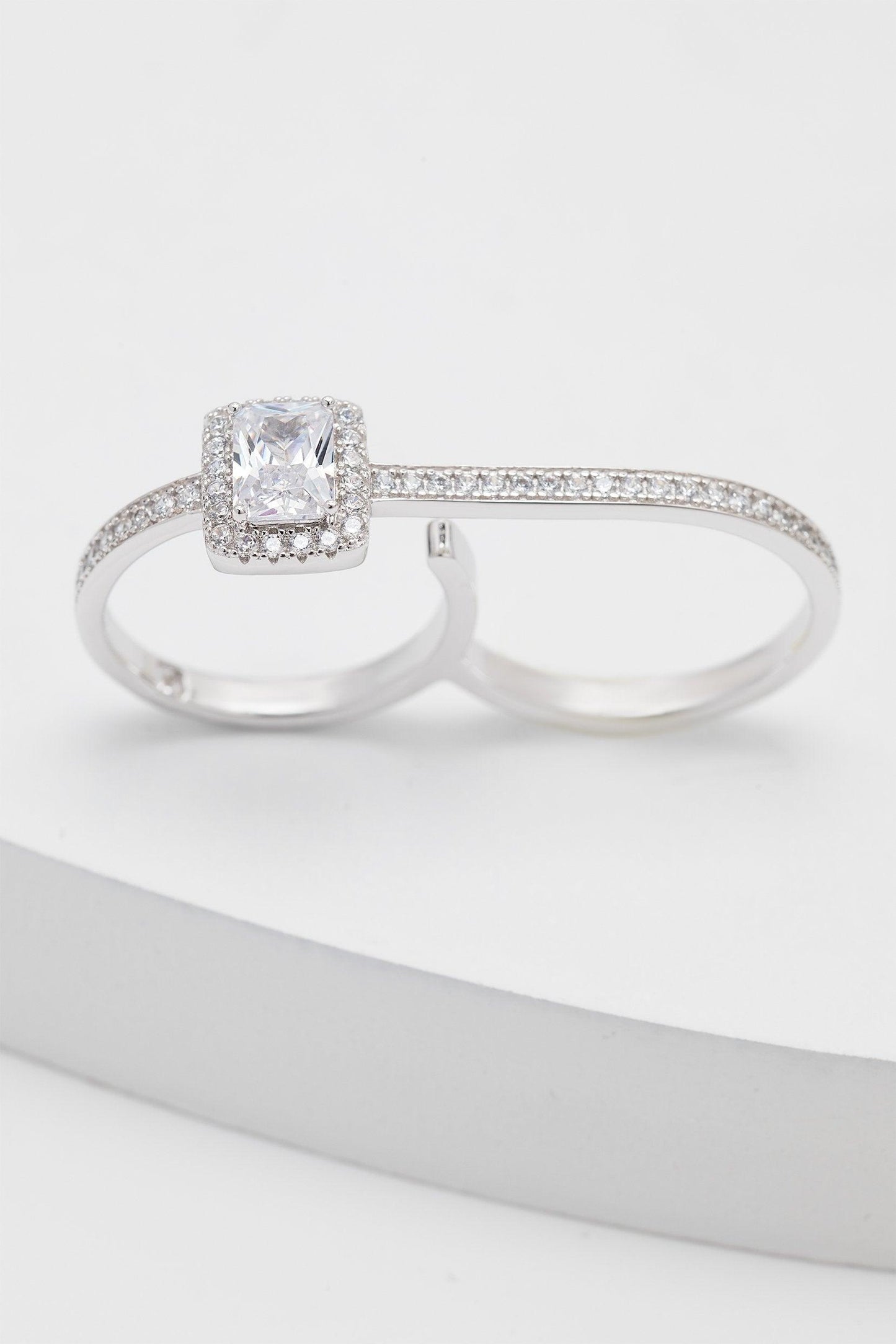 Rhodium plated Rings with Crystals CR0006 - COCOMELODY