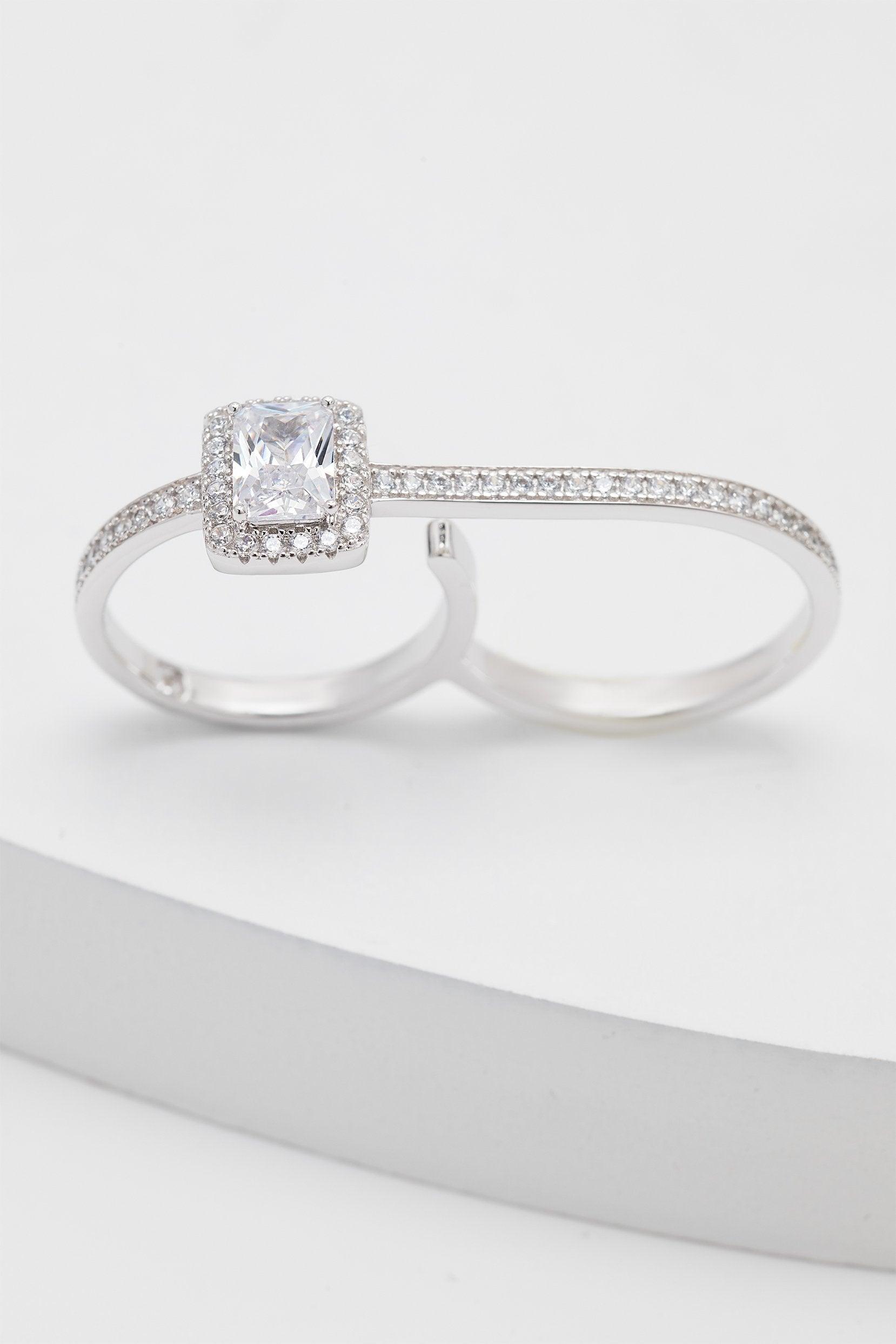 Rhodium plated Rings with Crystals CR0006 - COCOMELODY