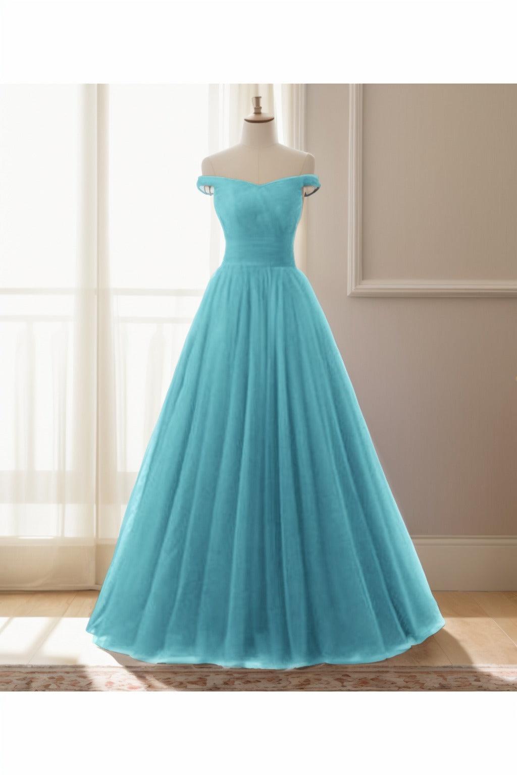 A-Line Floor Length Tulle Prom Dress CS0459 - COCOMELODY