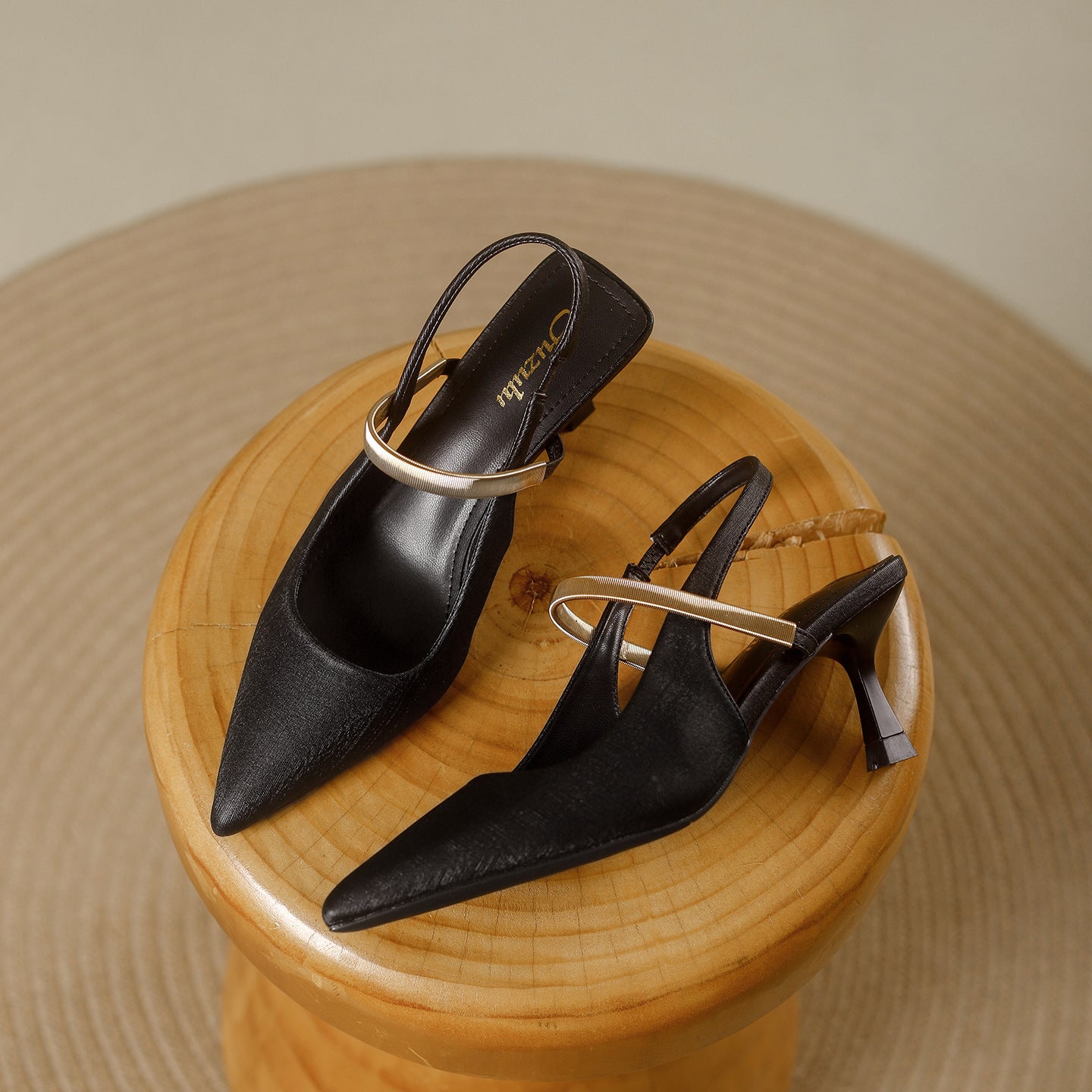 Pointed Toe Mary Jane Slingback Heel Single Strap Kitten Heel Shoes 1058281370087