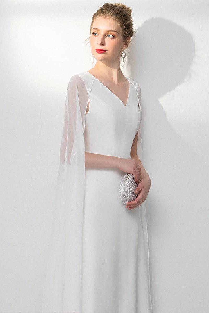 A-Line Floor Length Elastic Cloth Wedding Dress 718869750872 - COCOMELODY