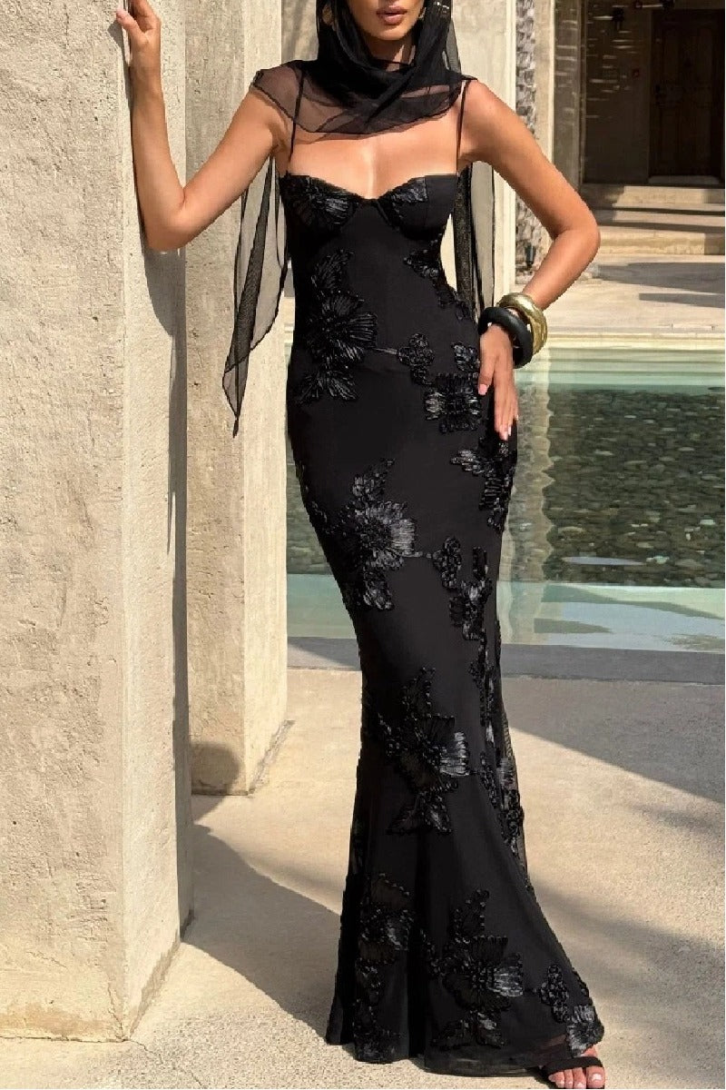 Trumpet-Mermaid Floor Length Polyester Wedding Guest Dress 984718182637
