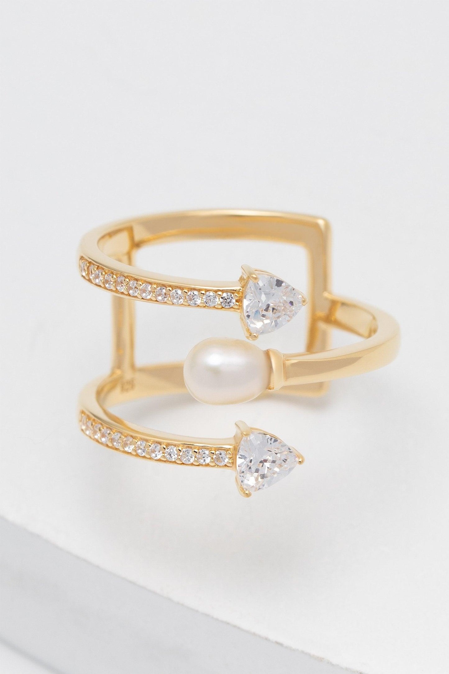 Yellow Gold Plated Rings with Crystals CR0007 - COCOMELODY