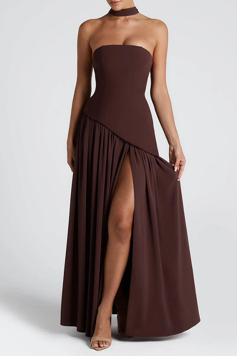 A-Line Maxi Knitted Fabric Dress 970800986791