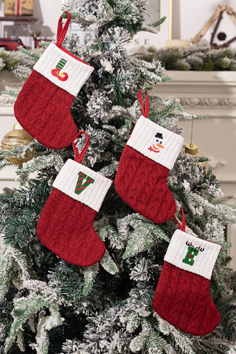 Christmas decorations Red knitted alphabet Embroidery Christmas socks Colorful DIY name gift socks 831001958177