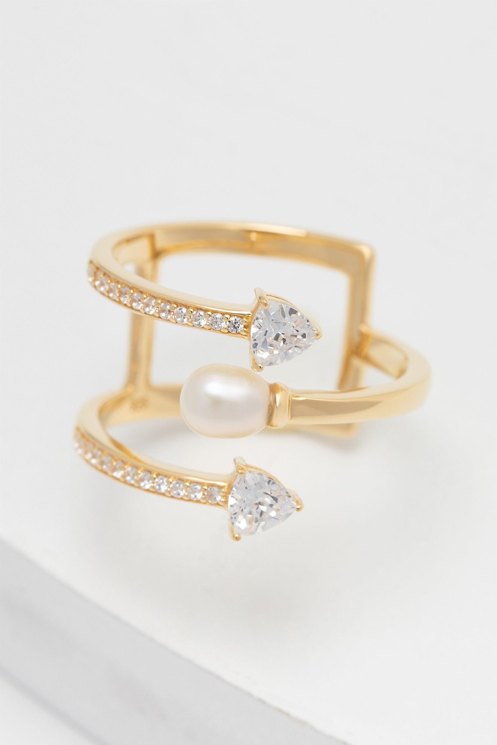 Yellow Gold Plated Rings with Crystals CR0007 - COCOMELODY