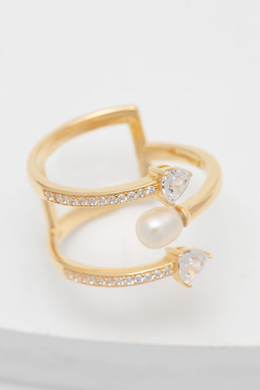 Yellow Gold Plated Rings with Crystals CR0007