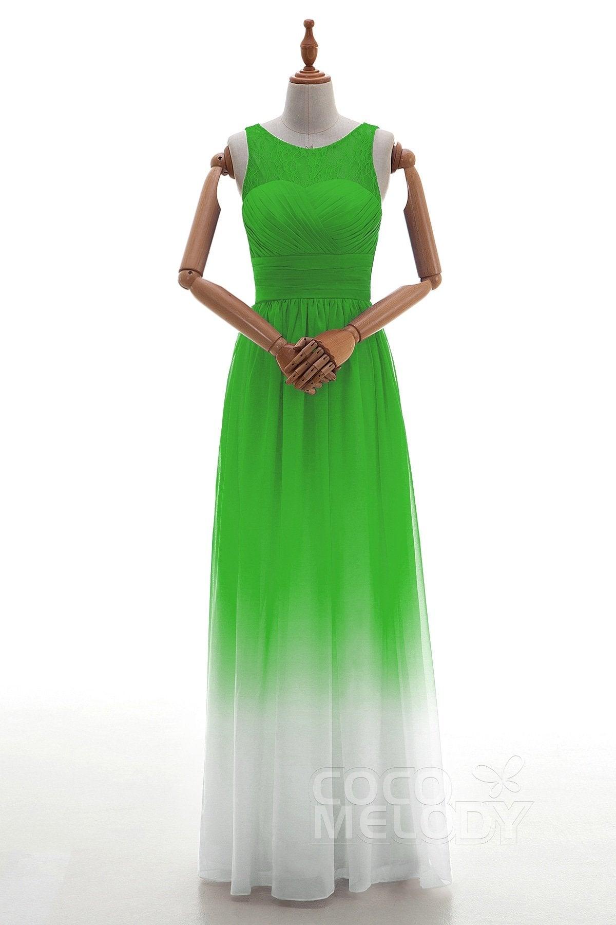 Sheath Floor Length Chiffon Lace Bridesmaid Dress Formal Dresses BD160002 - COCOMELODY