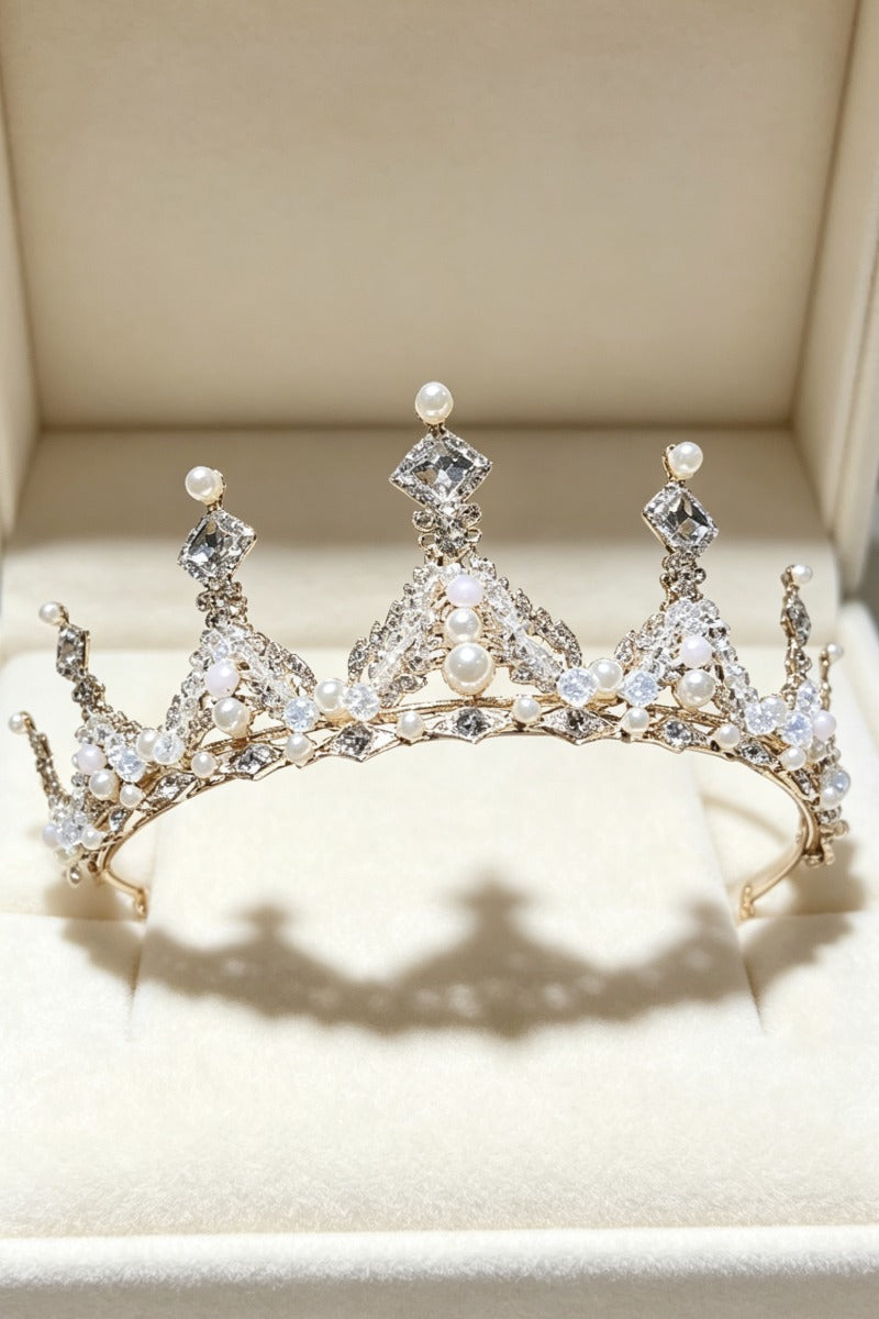 Elegant Wedding Flower Girl Tiara Pearl Rhinestone Crown 617709970463
