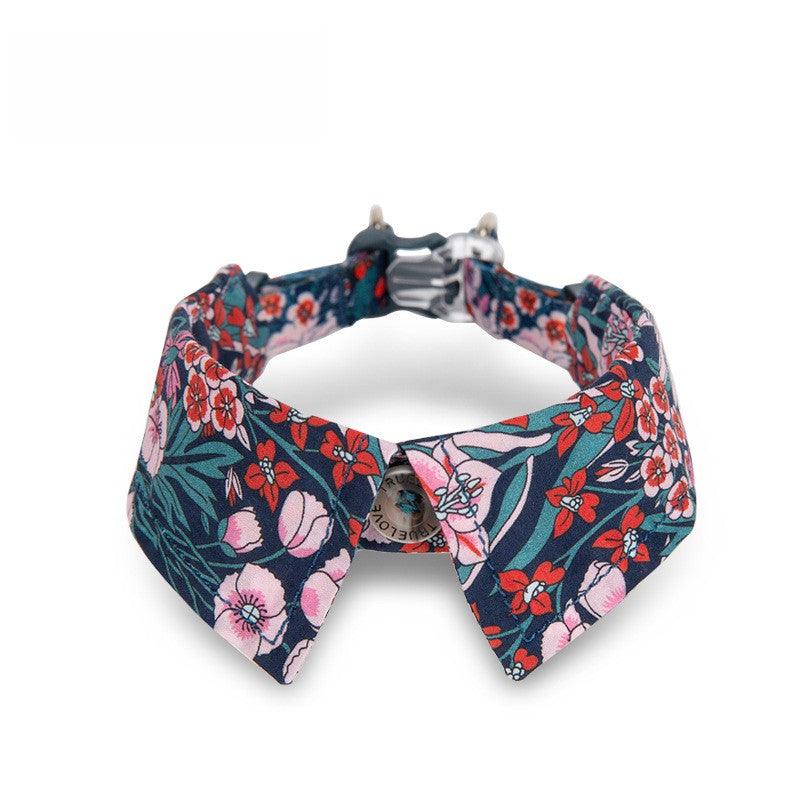 Pet cat floral bow tie collar cotton soft three-speed adjustable buckle 705224552519 - COCOMELODY