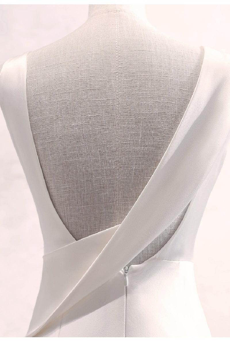 Trumpet-Mermaid Sweep-Brush Train Satin Wedding Dress 677606919790 - COCOMELODY