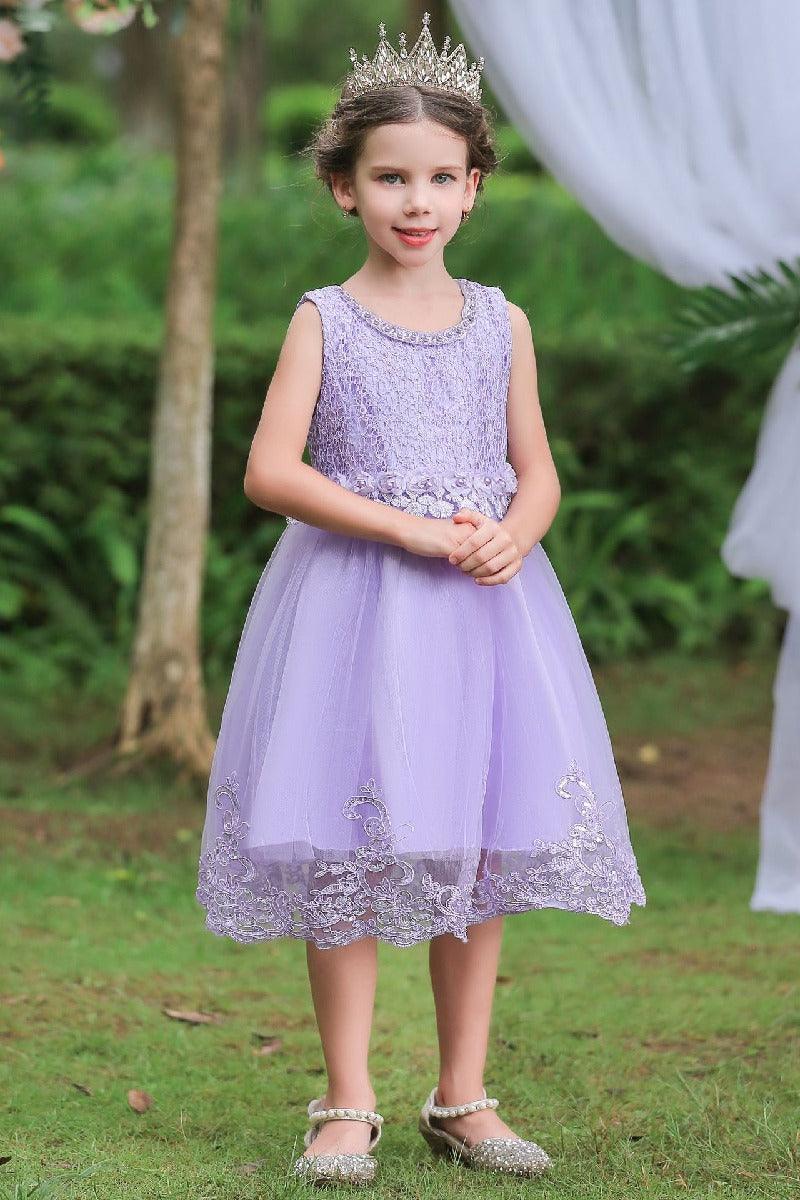 A-Line Scoop Neck Sleeveless Lace/Tulle Flower Girl Dresses With Bow(s) 554482591853 - COCOMELODY