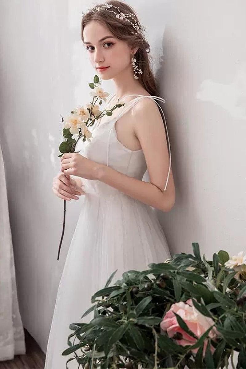 A-Line Floor Length Tulle Wedding Dress 725272414681 - COCOMELODY