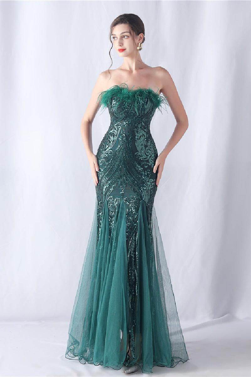 Trumpet-Mermaid Floor Length Sequins Dress 794428992571 - COCOMELODY