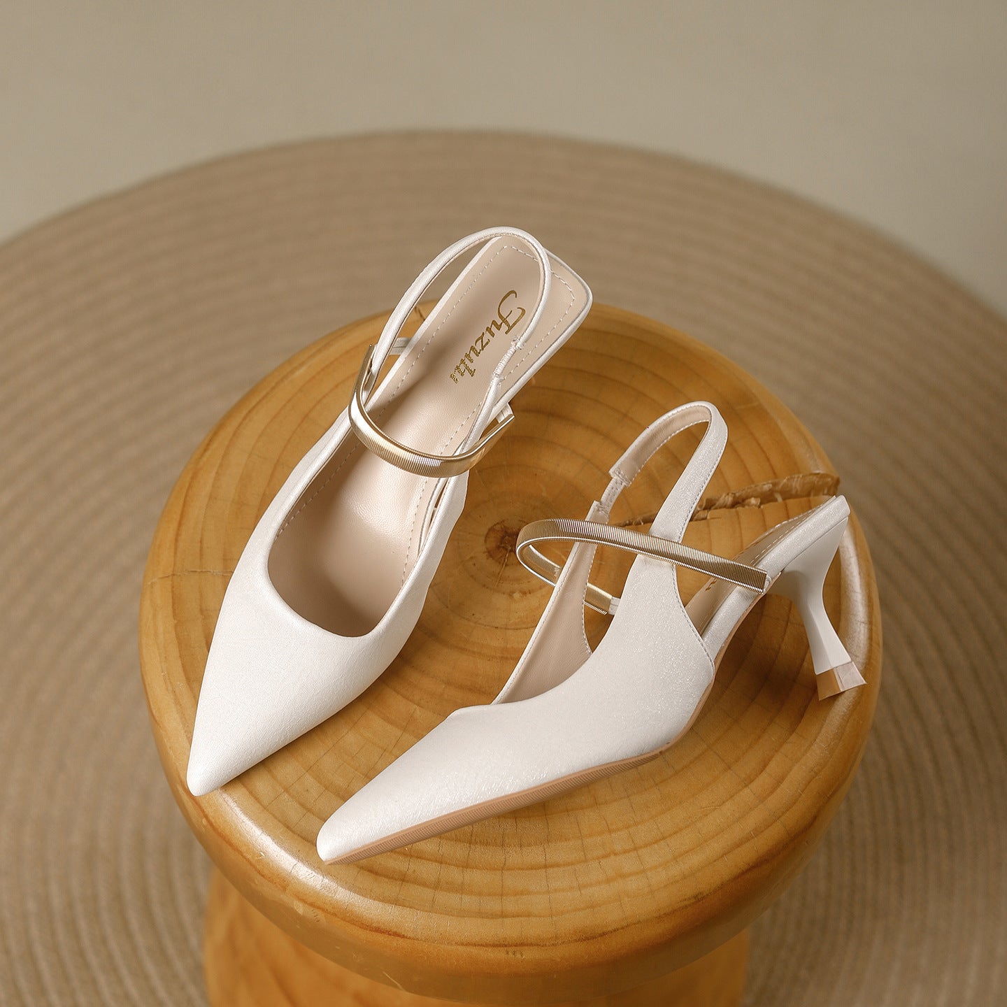 Pointed Toe Mary Jane Slingback Heel Single Strap Kitten Heel Shoes 1058281370087