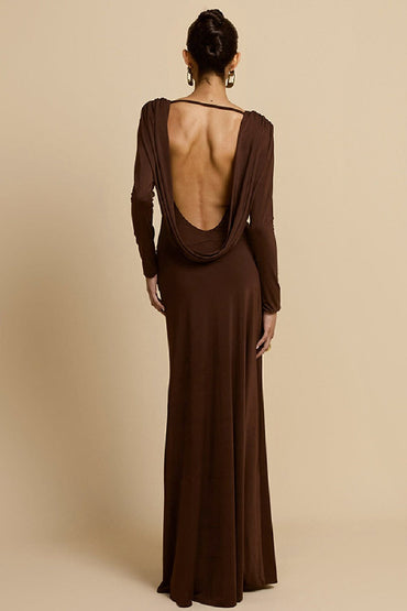 Sheath-Column Maxi Knitted Fabric Dress 962163073803