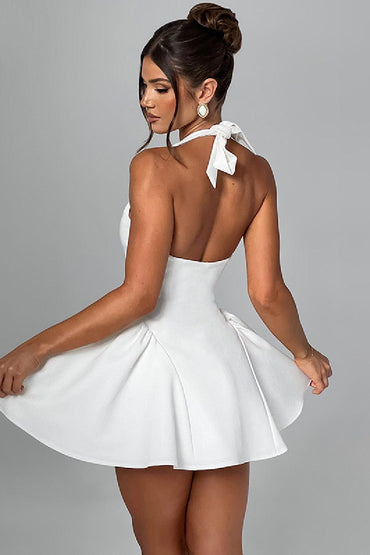 Sexy deep V halter sleeveless waist slimming cocktail dress 847740943644