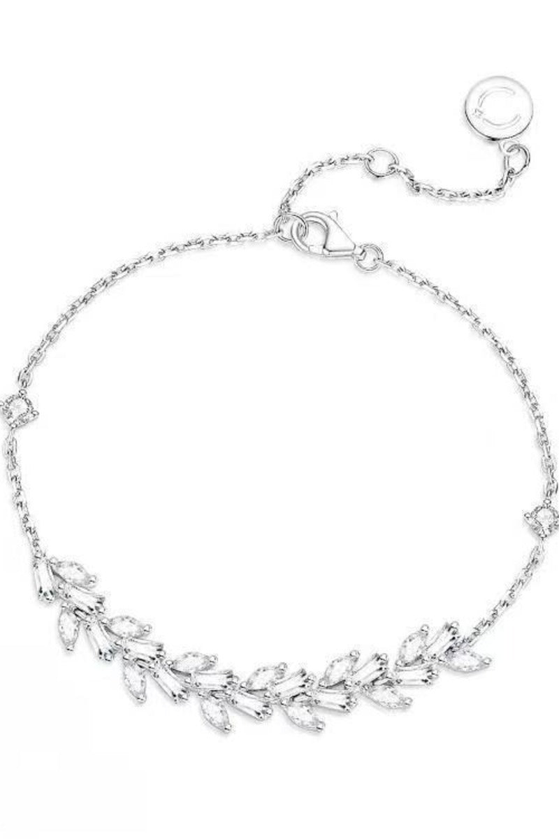CZ Inlaid Bracelet Adjustable Thin Chain White Copper Silver 926000156001