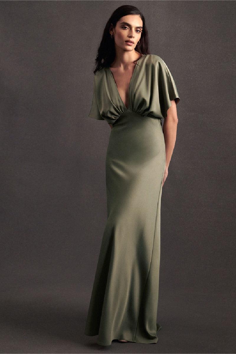 A-Line Maxi Stretch Satin Bridesmaid Dress 658382593437 - COCOMELODY