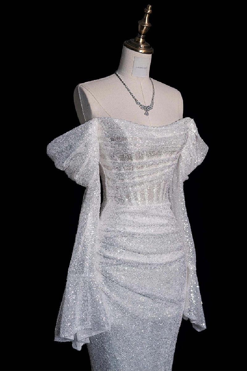 Trumpet-Mermaid Sweep-Brush Train Sequined Lace Wedding Dress 749300816750 - COCOMELODY