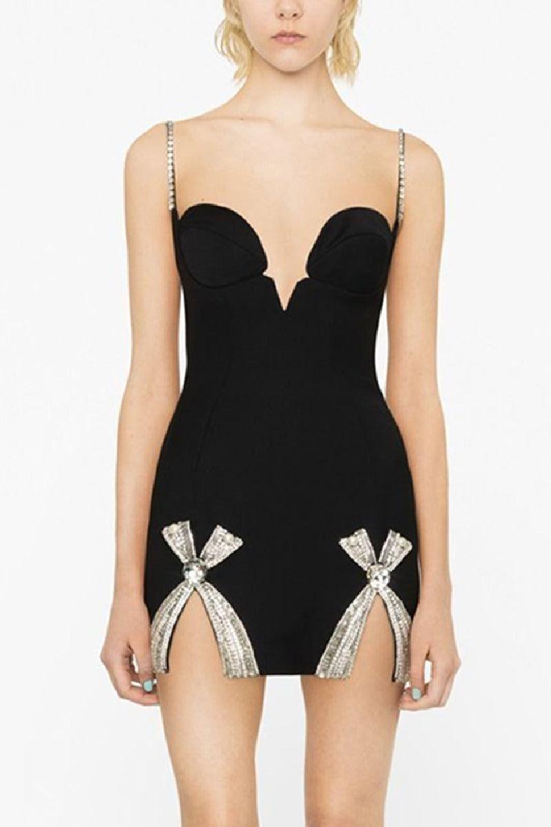 Bow slit bandage cocktail dress 737718974657 - COCOMELODY