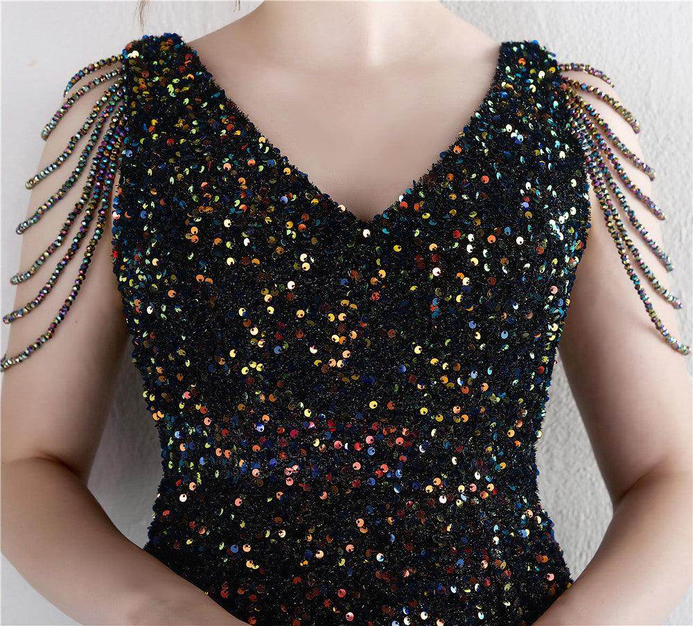 Trumpet-Mermaid Floor Length Sequins Dress 682786662179 - COCOMELODY