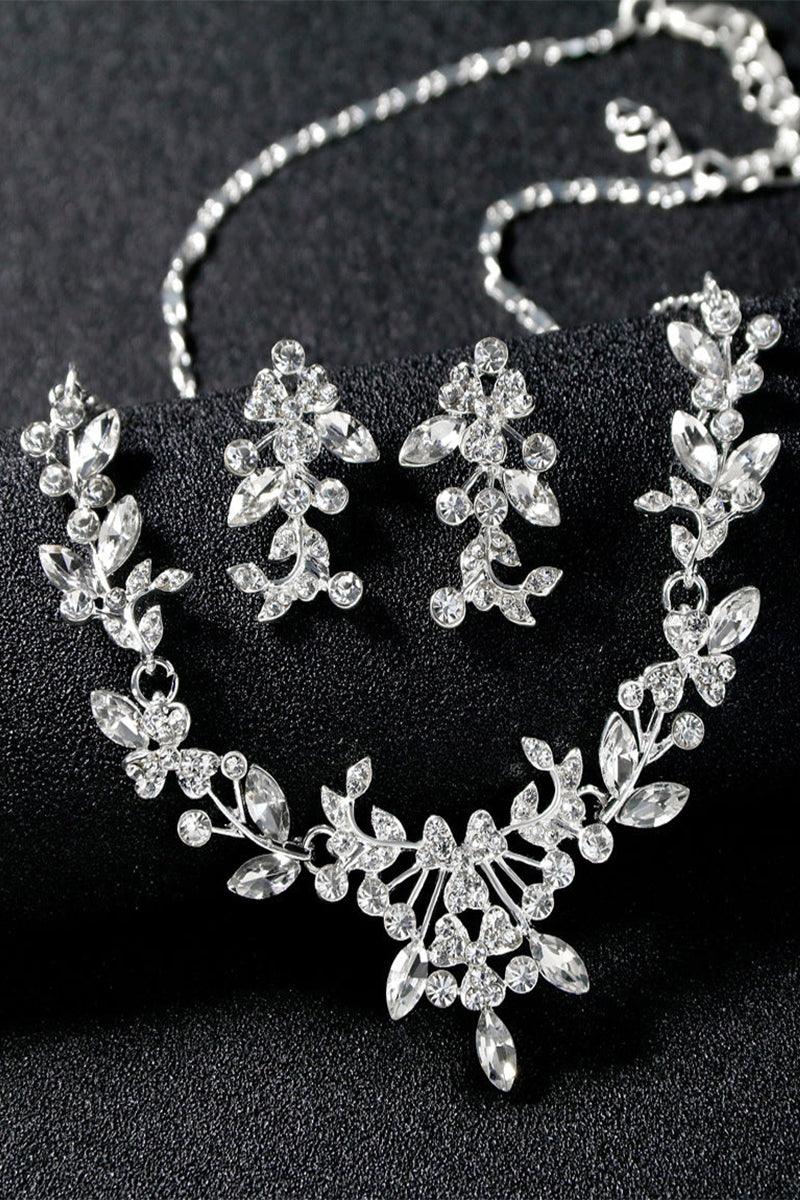 Brass Zircon Necklace Earrings Jewelry 574805330964 - COCOMELODY