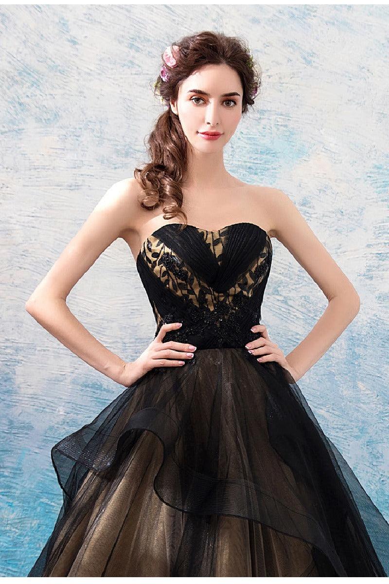 A-Line Sweep-Brush Train Lace Tulle Wedding Dress 702705160237 - COCOMELODY