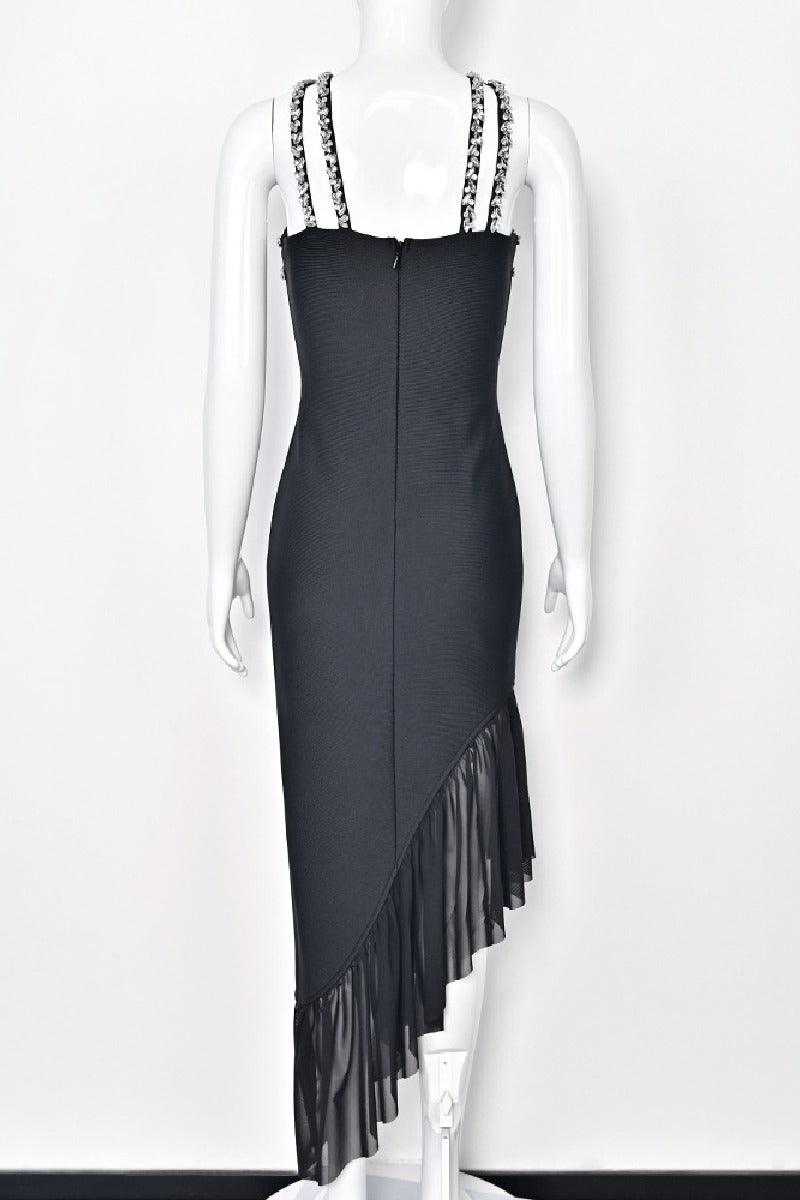 Bandage evening dress irregular flanged hip wrap Hottiecocktail dress 821061402795 - COCOMELODY