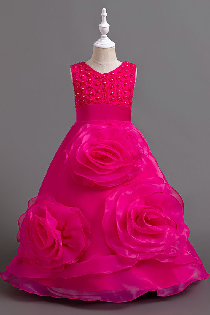 Sleeveless V-Neck Organza Floor Length Flower Girl Dresses 1029248406776