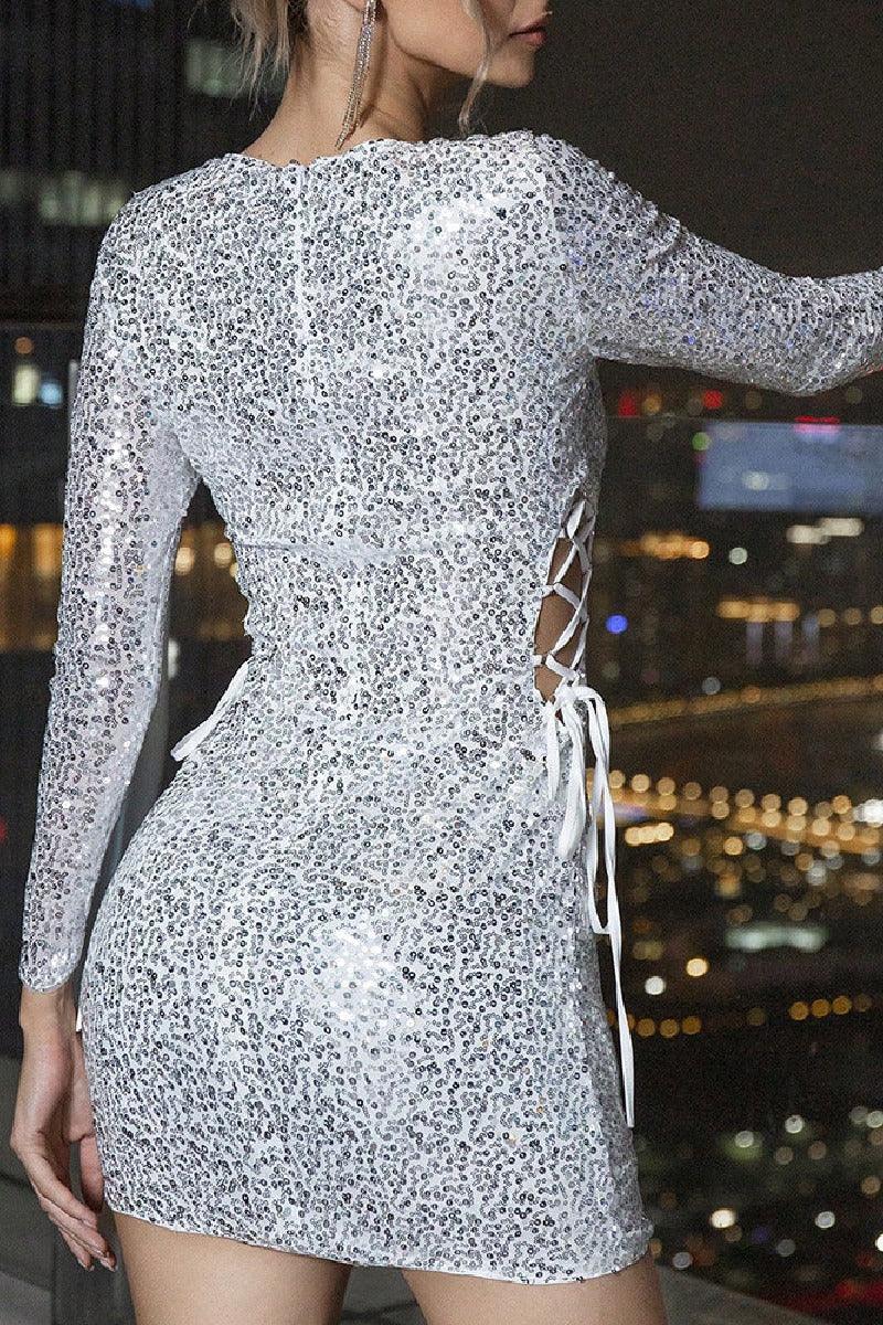 Hollowed-out sequins club line up booty cocktail dresses 730858216823 - COCOMELODY