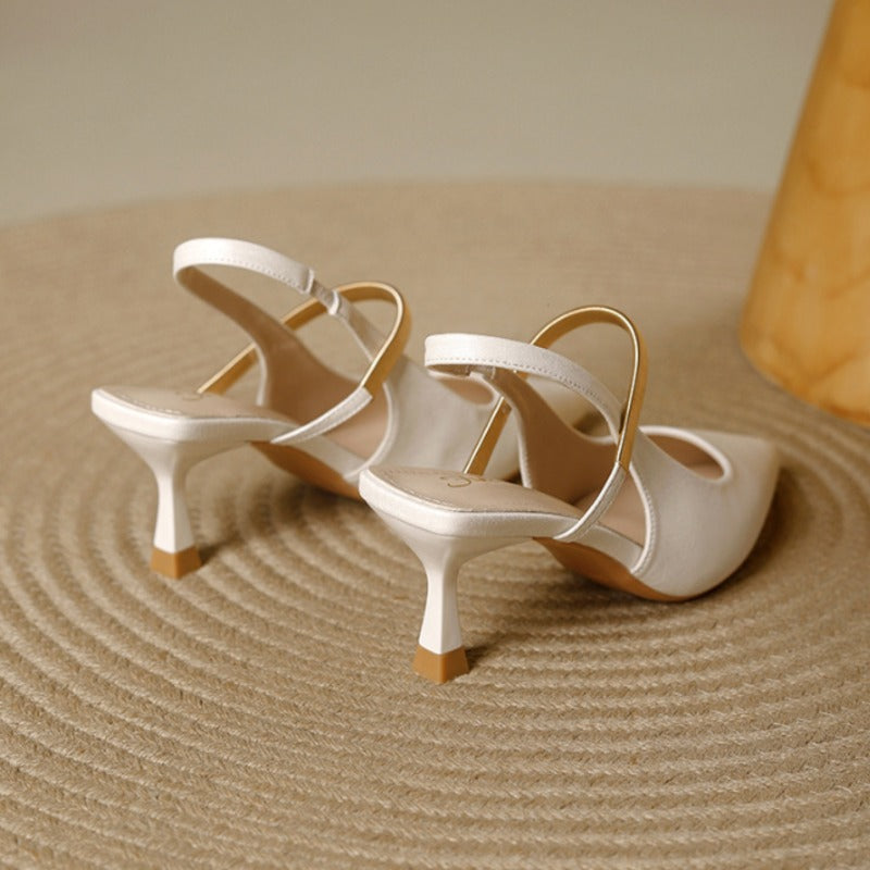 Pointed Toe Mary Jane Slingback Heel Single Strap Kitten Heel Shoes 1058281370087