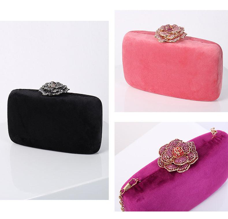 Fine Diamond Dinner Bag Flannel Clutch Bag Chain Party 609389165076 - COCOMELODY
