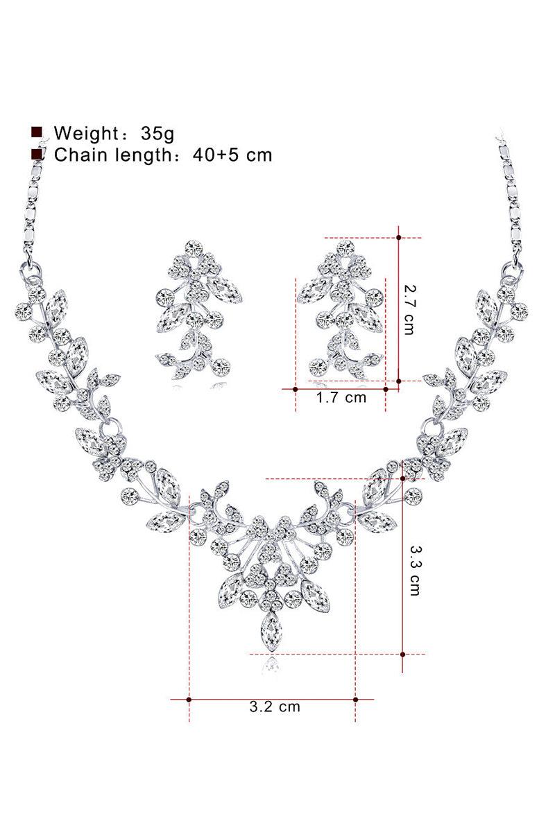 Brass Zircon Necklace Earrings Jewelry 574805330964 - COCOMELODY